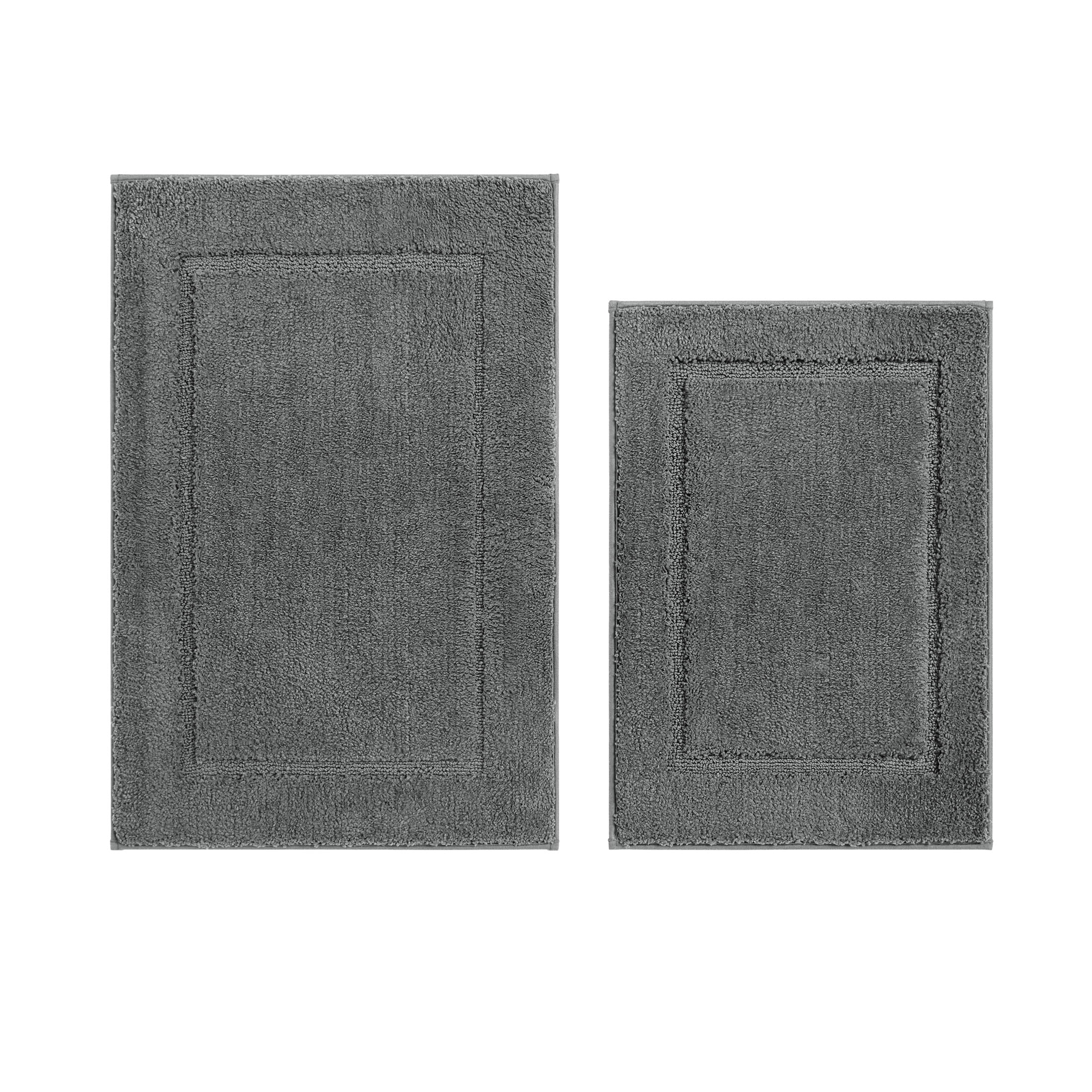 Mainstays Soft Touch Charcoal Polyester Tufted 2-Piece Bath Rug Set, 20" x 30" & 17" x 24"