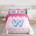 thumbnail image 2 of Feelyou Monogrammed W Full Size Comforter Sets, Bowknot Love Heart Bedding Sets, 3pcs, 2 of 8