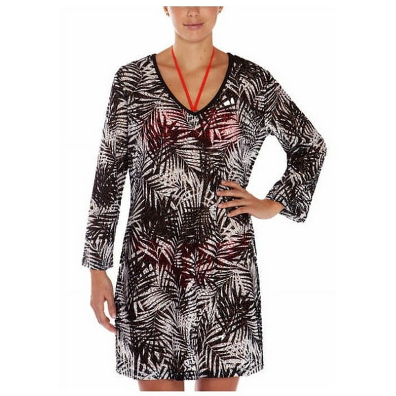 Mario Serrani Womens Swim Cover Up Dress (Palm, Small)