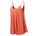 thumbnail image 2 of A2Y Women's Relaxed Fit Wool Dobby Woven Double Layer Spaghetti Cami Pleated Top Deep Coral XL, 2 of 6