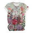 thumbnail image 4 of Otvok Womens Summer Tops Regular Casual Short Sleeve Flower Print Round Neck Pullover Blouse, 4 of 6