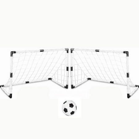 2pcs DIY Youth Sports Toy Soccer Goals with Soccer Ball and Pump Practice Scrimmage Game -