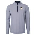thumbnail image 2 of Men's Cutter & Buck Navy/White Milwaukee Brewers Virtue Eco Pique Micro Stripe Big & Tall Recycled Quarter-Zip Pullover, 2 of 3