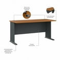 thumbnail image 4 of Bowery Hill 60" Transitional Engineered Wood Desk in Natural Cherry/Gray, 4 of 6