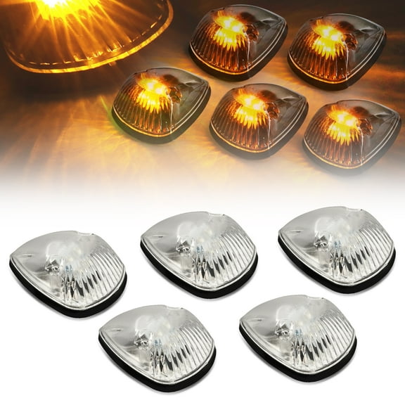 DNA Motoring CBL-DR94-CH-Y For 1994 to 1998 Dodge Ram 1500 2500 3500 BR 5 X LED Cab Roof Top Lights (Chrome Housing Yellow LED) 95 96 97