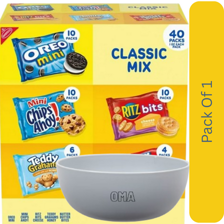 Nabisco Classic Mix Cookie & Cracker, Variety Pack, 40 Pack With White Bowl By OMA