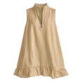 thumbnail image 5 of Women's Sleeveless Half Zip Casual Loose Mini Dress with Stand Collar and Ruffle Hem, 5 of 8