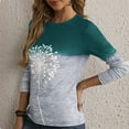 thumbnail image 6 of Women's Fall Long Sleeve Tunic Tops Crewneck Color Block Patchwork Shirts Print Casual Soft Comfy Blouses, 6 of 7