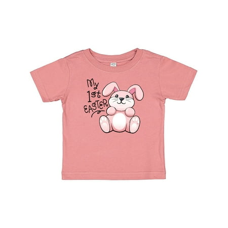 

Inktastic My 1st Easter cuddly pink bunny Gift Baby Boy or Baby Girl T-Shirt