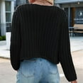 thumbnail image 5 of Women'S Long Sleeve Cropped Knit Cardigan 2025 Casual Button Down Crochet Sweater Tops with Pockets Black S, 5 of 7
