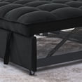 thumbnail image 6 of 3 in 1 Convertible Sofa Bed,Pull Out Couch Velvet Sleeper Sofa with 3-Position Adjustable Backrest,2-Seater Sectional Sofa with 2 Pillows & Two Side Pockets for Living Room, Apartment,Black, 6 of 7