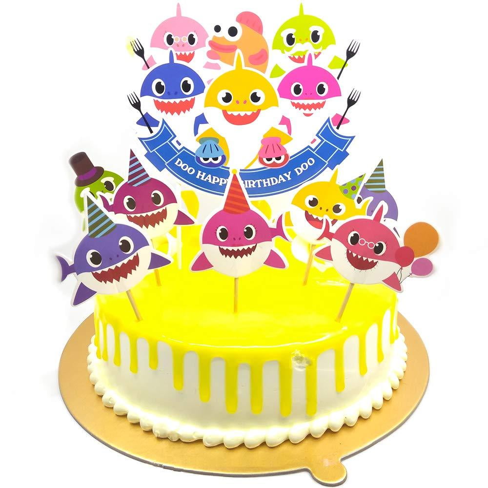 7Pcs Baby Shark Cake Topper Baby Shower Kids Birthday Party Decoration Unisex 