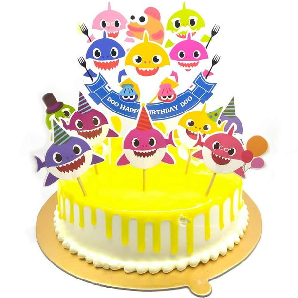 V39buy Baby Shark Birthday Cake Topper Cute Shark Cupcake Toppers For Childrens Party Doo Doo Baby Shower Cake Supplies And Decoration For 1st Kid Birthday With Card Board Walmart Com