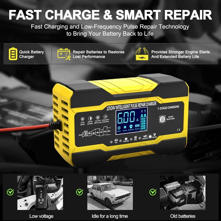 GPED 12V/24V 10A Fully-Automatic Smart Battery Charger photo 3