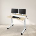 thumbnail image 3 of Stand Up Desk Store Crank Adjustable Two Tier Standing Desk with Heavy Duty Steel Frame (White Frame/Birch Top, 48" Wide), 3 of 5