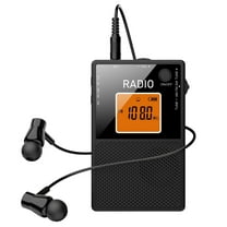 Portable AM FM SW Radio, LCD Display Pocket Radio with Earphone, Rechargeable Radio for Home and Outdoor Jogging, Walking, Black