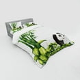 thumbnail image 3 of Panda Duvet Cover Set, Happy Animal Tropical Plants Bamboo Trees Endangered Mammals Cartoon Art, Bedding Set with Shams and Fitted Sheet, 3 Sizes, by Ambesonne, 3 of 3