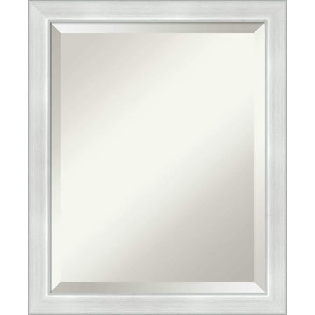 UPC: 0032231002881 | Amanti Art Wall Mounted Framed Vanity Mirror  Glass Size 16×20  Vista Brushed Nickel Narrow