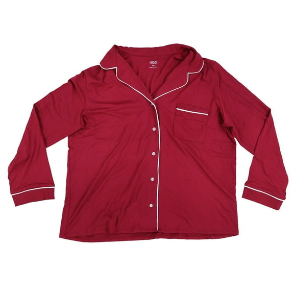 Alfani Women's Ultra-Soft Printed Notch Top Pajama Set Beet Red Large