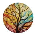 thumbnail image 4 of HAOXIT Round Fitted Tablecloth with Elastic Edge, Abstract Colorful Leaf Table Cover Waterproof Wipeable Table Cloths for Round Tables, Ideal for Picnic, Patio, Fits Round Tables 46-50, 4 of 8