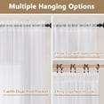 thumbnail image 5 of Chyhomenyc White Sheer Valances for Windows for Living Room, Light Filtering Solid Small Kitchen Valance Curtains, Short Voile Topper Window Treatment for Bathroom, Each 42"W x 14"L Inches, 2PCS, 5 of 8