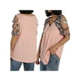 thumbnail image 3 of Yuemengxuan Off Shoulder Fashionable New Tread Hollow Out Leopard Print V-neck Short Sleeve T-shirt, 3 of 9