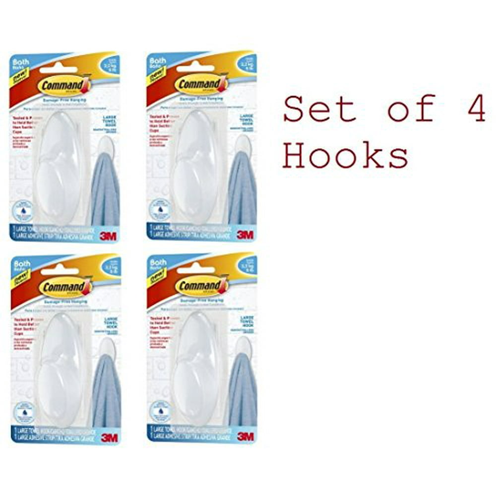 Command Towel Hook, Clear , 1Hook, 5Pound Capacity, 4PACK Walmart