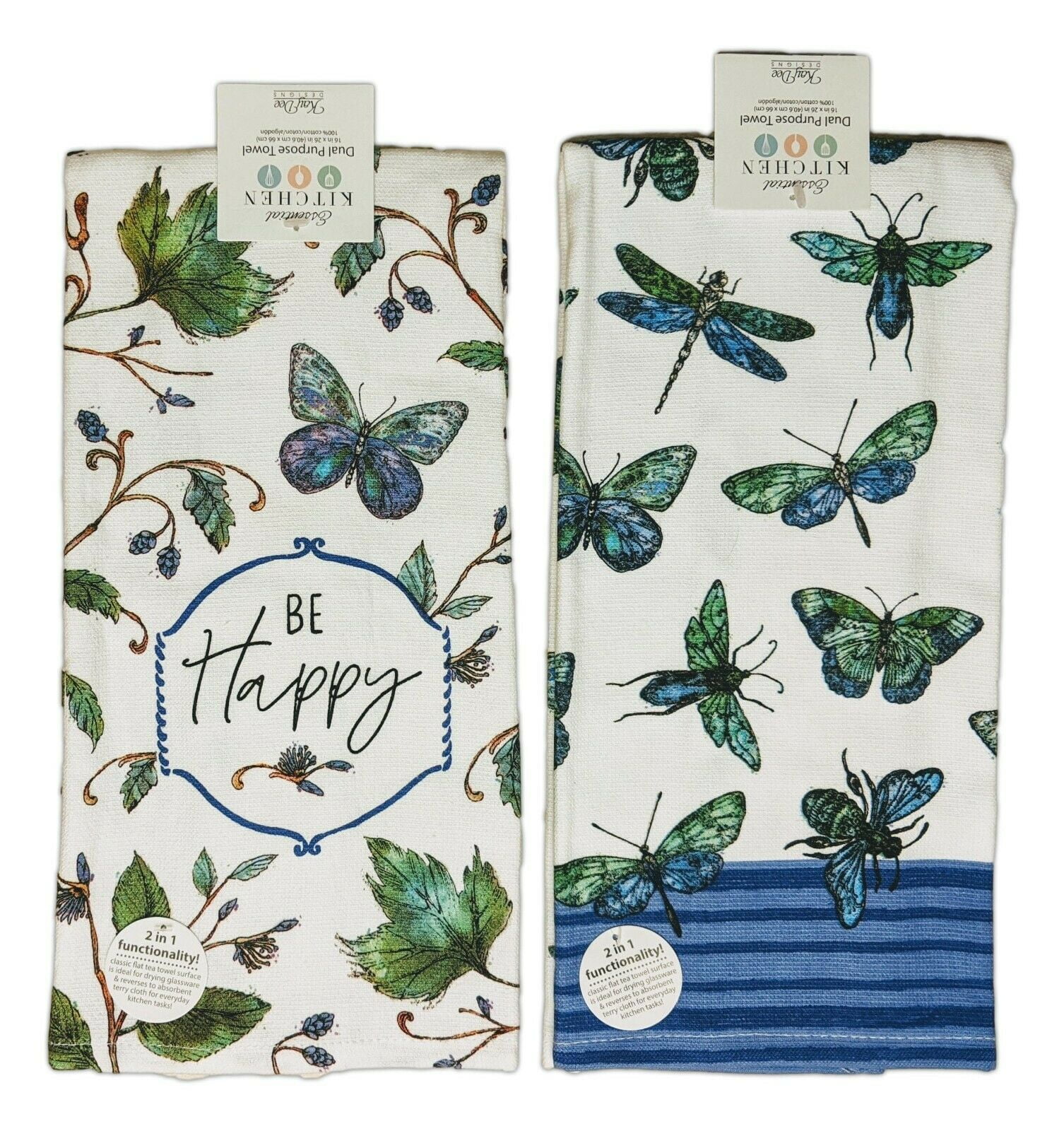 2-Piece Butterflies Terry Kitchen Towel Set by Kay Jordan Ubuy