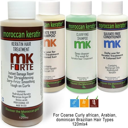 Moroccan Keratin FORTE Most Effective Brazilian Keratin Hair Treatment SET of 120ml x4 Professional Salon Results at