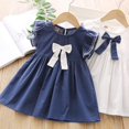 thumbnail image 3 of Vestido de verano para niñas, bonito lazo para niñas, falda en forma de A, falda bordada de manga corta para niñas, 3 of 4