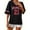 Black, variant on Women's V Neck Letter Print T Shirt Loose Fit Comfortable Short Sleeve Athletic Top Casual Breathable Soft Stretchy Tee