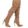 thumbnail image 5 of UngA Western Boots Women Knee High Boots Women Pointed Toe Tall Boots 3 In Stiletto High Heel Long Boots Side Zipper Dress Knee High Boots Khaki,9, 5 of 7