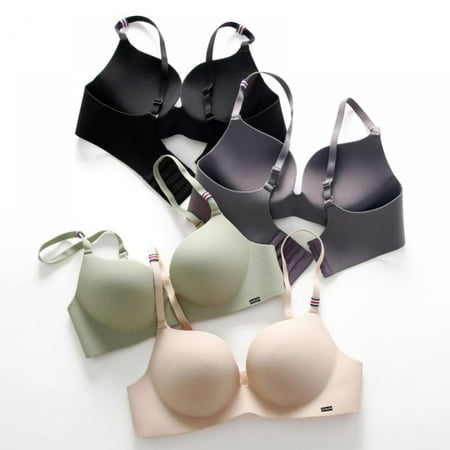 

Women Smooth Seamless Bra 3/4 Cup Bra Solid Color Stretch Padded Bra Beige 32B-38B