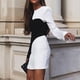 thumbnail image 5 of Moda mujer elegante Sexy Casual cuello redondo manga larga lápiz Color a juego espalda descubierta Slim Fit vestido de cadera Pompotops  hdfakjf983, 5 of 9