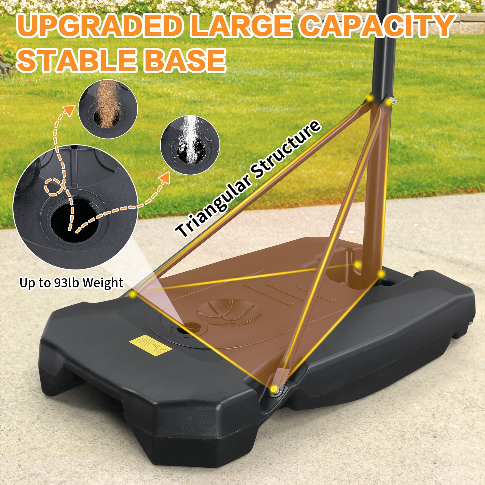 Ktaxon 33in Portable Basketball Hoop Outdoor, 5-8.5FT Adjustable Handle Basketball Hoop Goal System for Adults