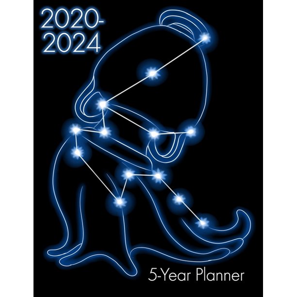 2020-2024 5-Year Planner: Aquarius Zodiac 60 Month Calendar Yearly