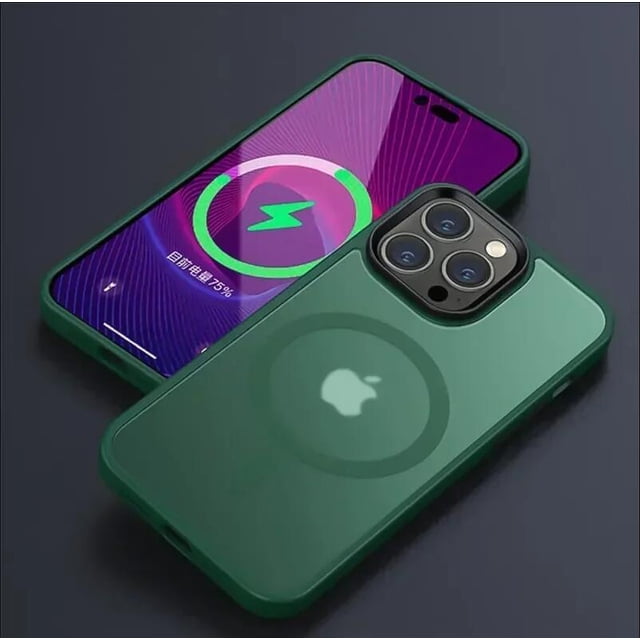 Matte Translucent Frosted Phone Case For IPhone 15 14 13 12 11 Pro Max Plus Magnetic Case For Magsafe Wireless Charging Cover DarkGreen For iphone11Pro