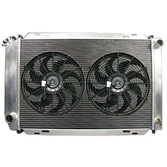 Radiator + Fans For 79-93 Mustang MT,3 Rows.Core Size: 24.5x16.5x2.36