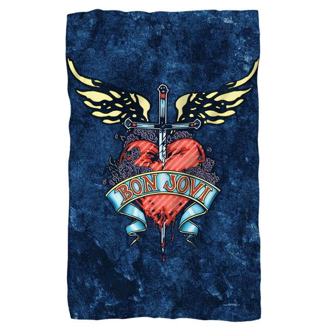 Bon Jovi Weathered Denim Fleece Blanket White 36 x 58 in. Walmart