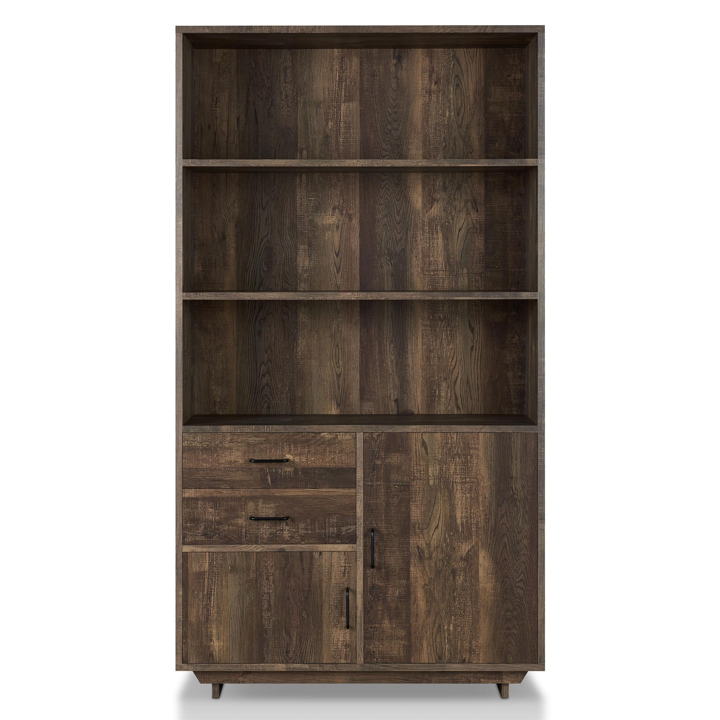 Furniture of America Berto Farmhouse Wood 3-Shelf Bookcase in Reclaimed Oak
