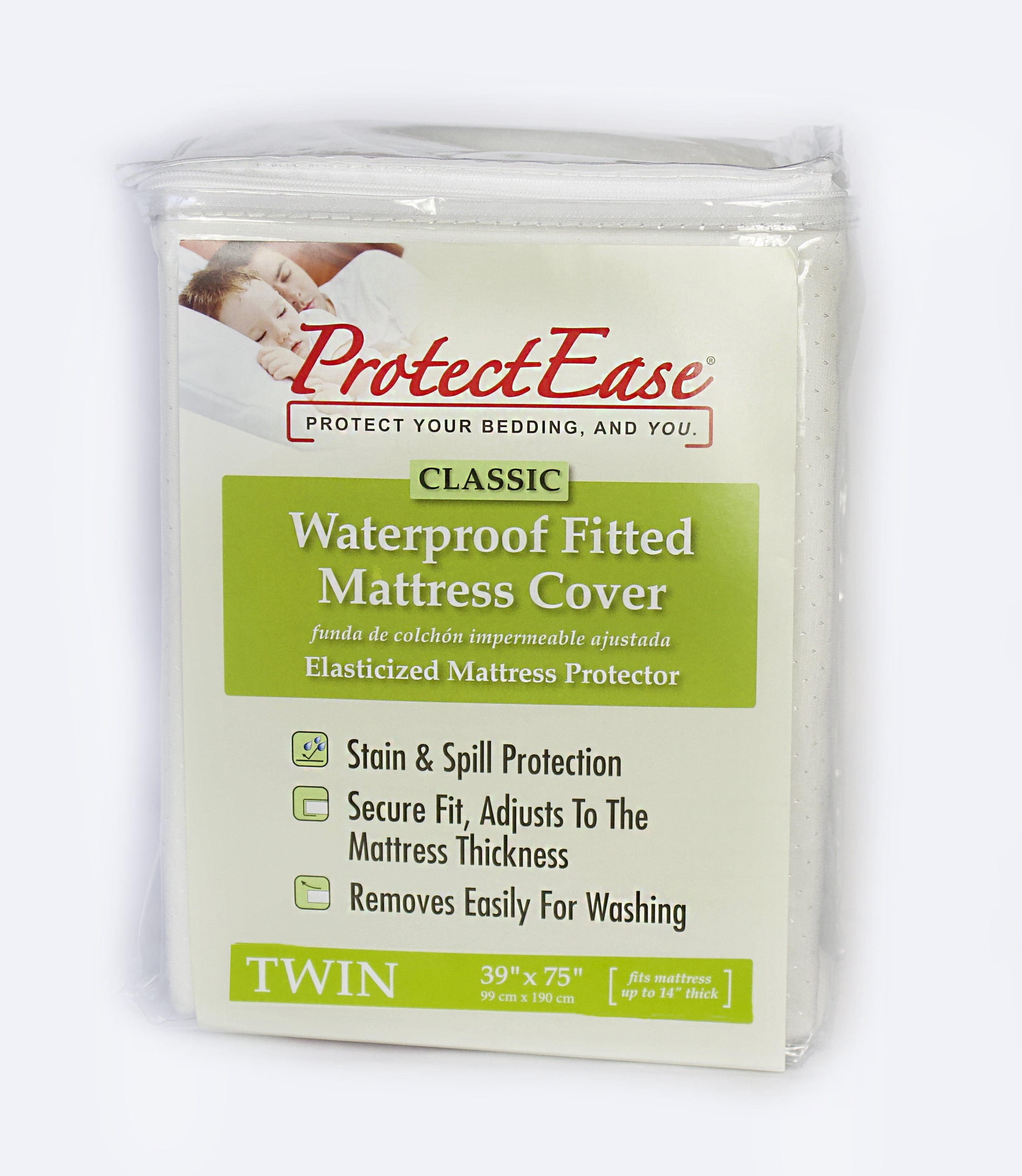 ProtectEase Classic Waterproof Fitted Mattress Cover, Twin