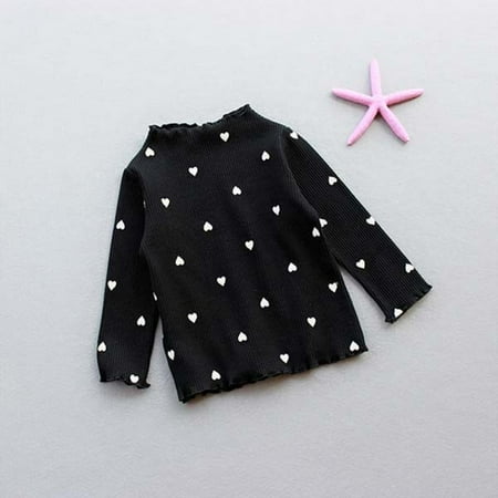 

Xinhuaya Baby Clothes for Girl Long Sleeve Kids Girls Clothes Dot Print Baby Girl T-Shirt Top Lovely Black XL