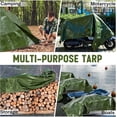 thumbnail image 6 of BN-LINK 9×9 Feet Tarp Cover, Waterproof & Weather Proof Multipurpose Protective Cover with Aluminum Grommets Every 6.5 ft, Heavy Duty Poly Tarp for Camping, Tent, Car, Green, 6 of 7