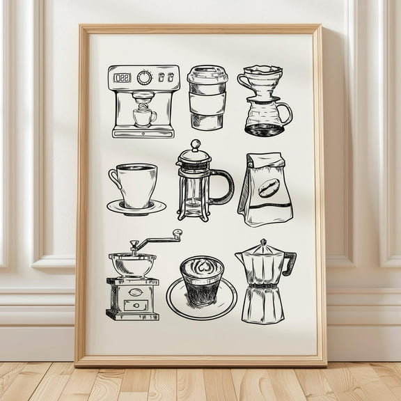 Coffee Wall Art, Trendy Café Decor, Coffee Lover Kitchen Poster, Modern Coffee Decor, Wall Art, Modern Wall Decor, 8x12 UNFRAMED