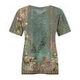 thumbnail image 4 of Bovemsi Plus Size V Neck T Shirts Women Short Sleeve Tops Casual Summer Tshirts Loose Fit Tee, Green Women's Summer Short Sleeve T-Shirts, 3XL, 4 of 4