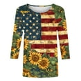 thumbnail image 5 of Cavosen Red White and Blue Shirts for Women Plus Size Red White and Blue 3/4 Sleeve Round Neck T Shirts USA Flag Graphic Tops Lady 2X Patriotic Casual T Shirts Independence Day Tunic Tees, 5 of 5