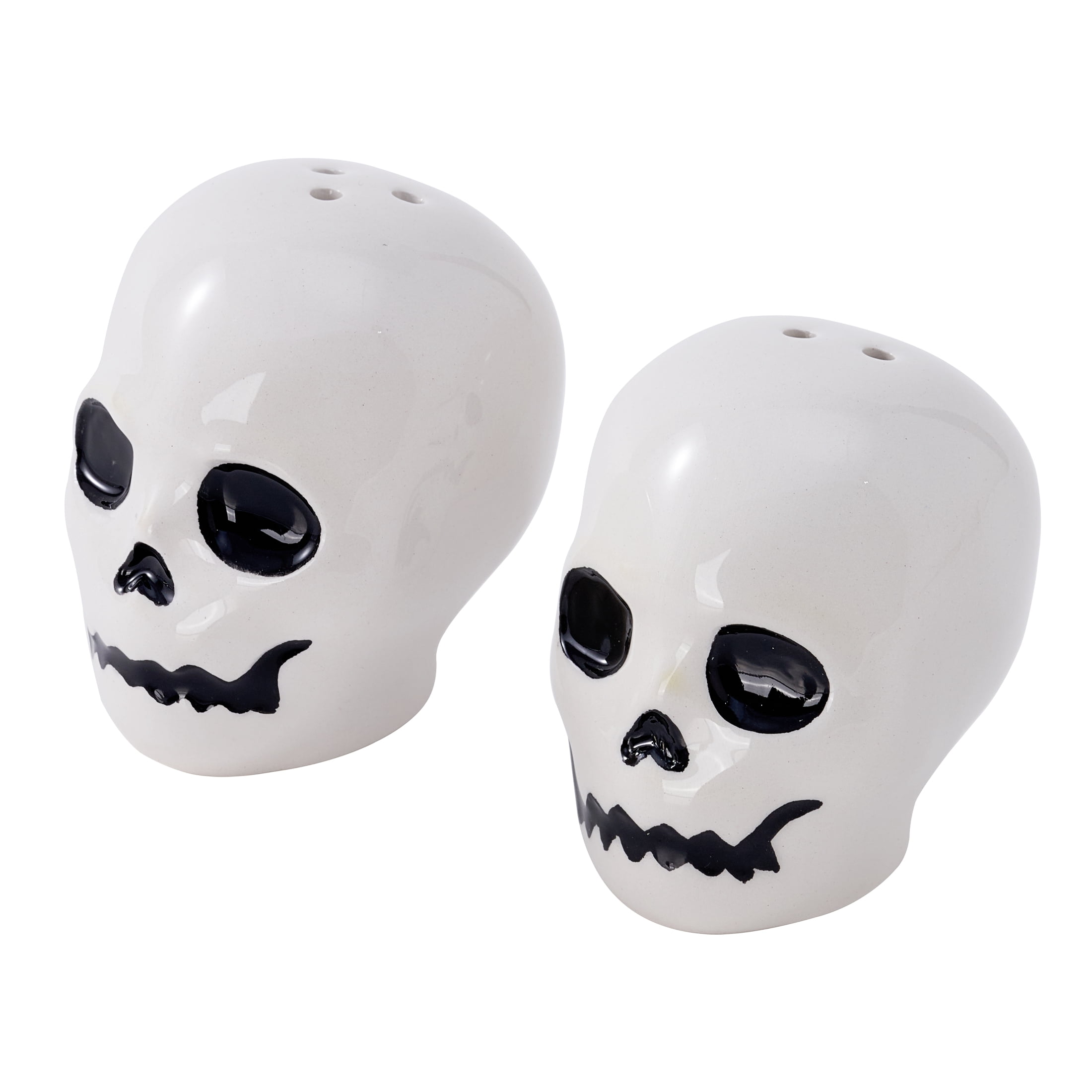 Way To Celebrate Skeleton Ceramic Salt Pepper Shakers, Set of 2