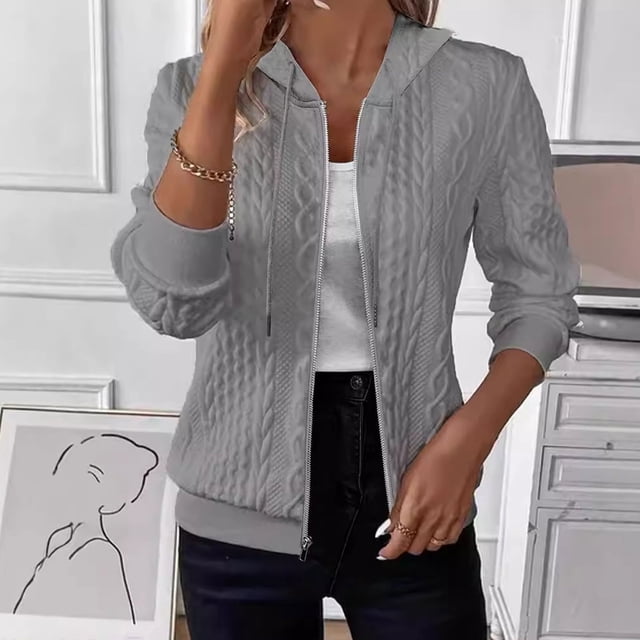 Simua Sweat à Capuche Léger de Sport pour Femmes avec Fermeture Éclair, Cordon de Serrage, Manches Longues, Veste Ample
