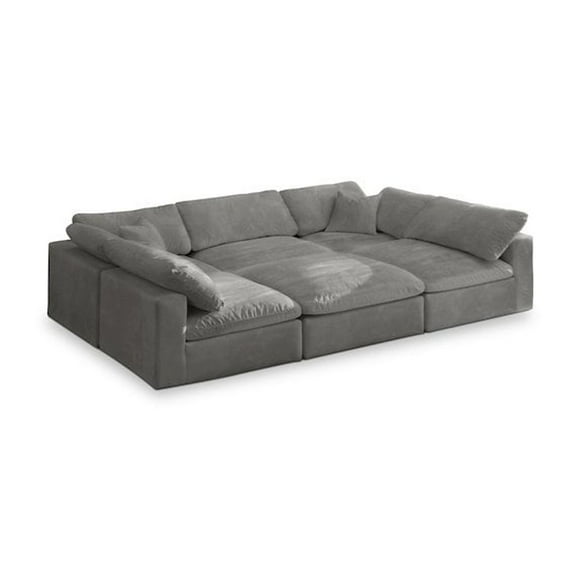 Meridian Furniture Cozy Gray Velvet Modular Sectional