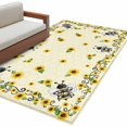 thumbnail image 2 of Sunflower Bee Washable Area Rugs 3'x5', Country Summer Floral Bee Nest Yellow Low Pile Throw Living Room Rug Non-Slip Sturdy Edge Binding Carpet for Indoor Entryway Bedside Kitchen, 2 of 9